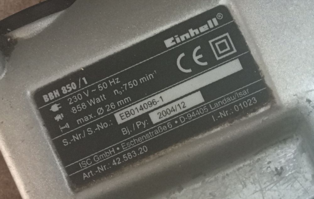 Перфоратор дрель Einhell BBH 850/1. В работе был 1или 2раза в год.. Вс