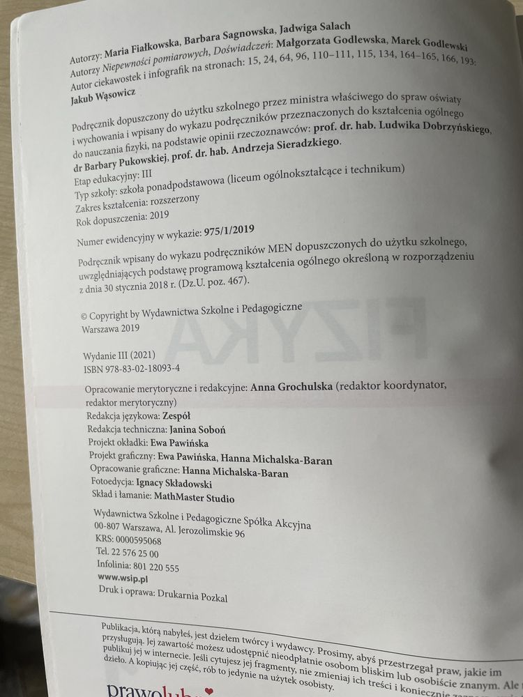 Podręcznik do fizyki rozszerzonej 1 wsip