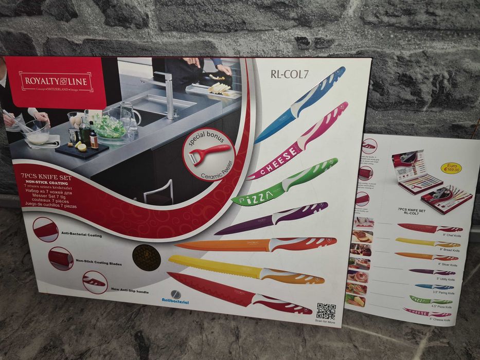 # Komplet NOŻY w pudełku Royalty Line 7 sztuk + Obieraczka OKAZJA
