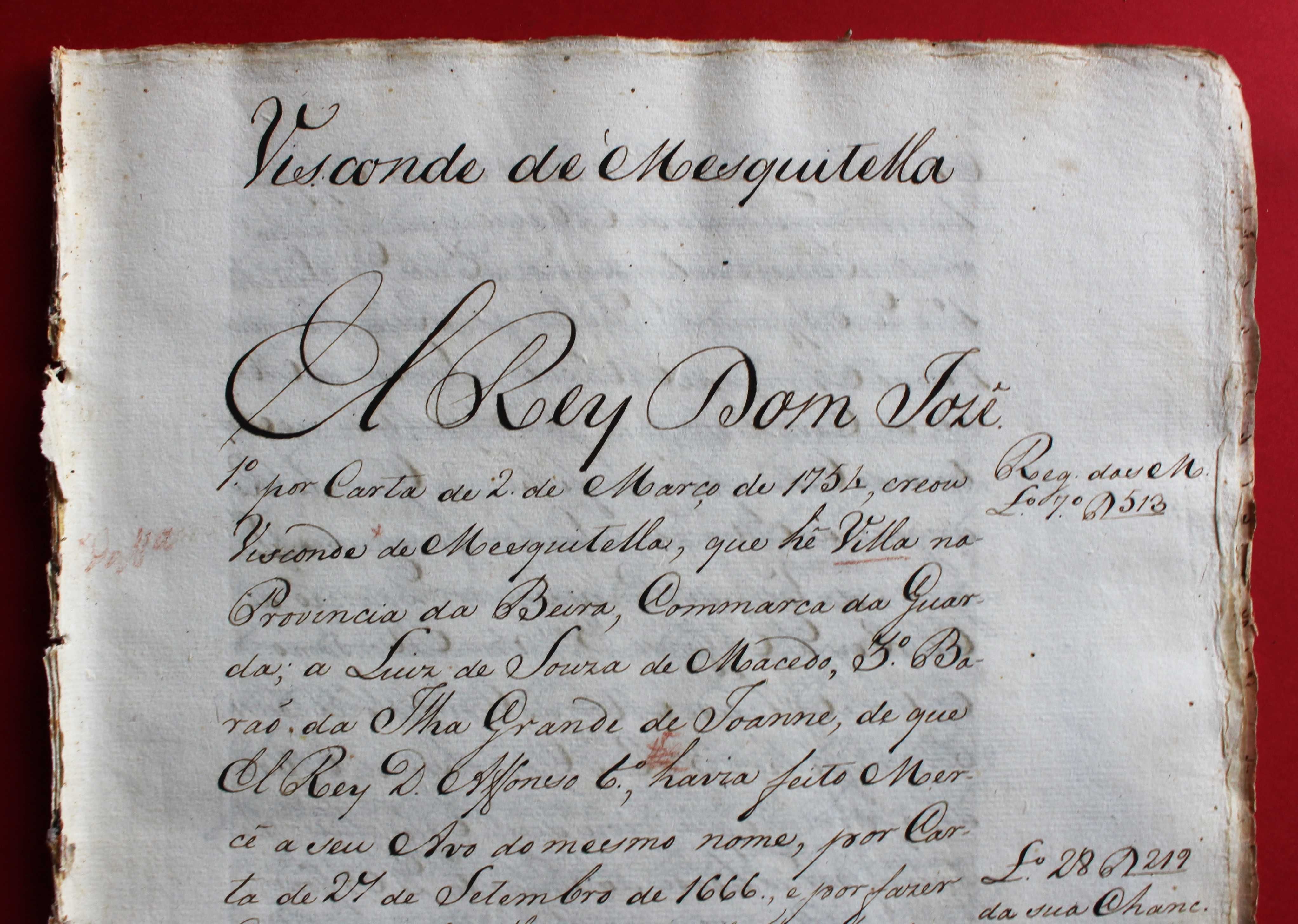 Visconde de Mesquitela genealogia manuscrito séc XVIII