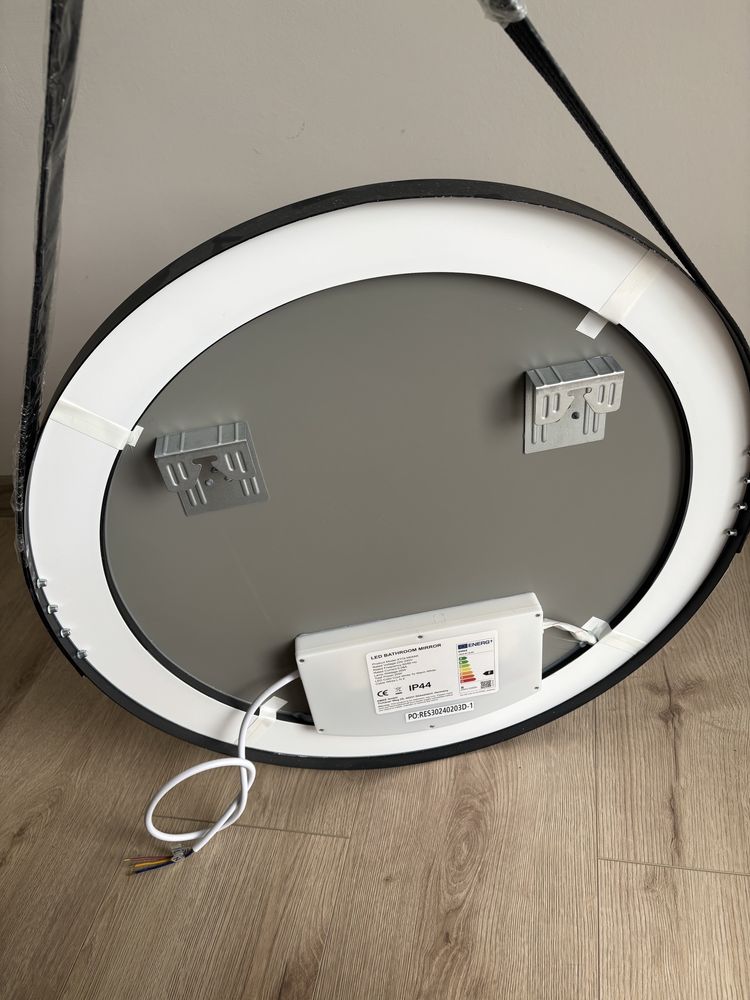 Nowe lustro led 60cm na pasku dotykowe czarna rama