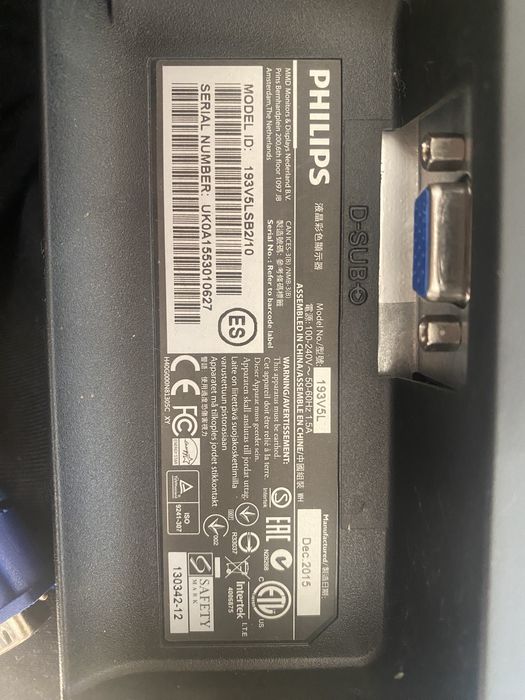 Monitor LED PHILIPS 18,5” 1366 × 768