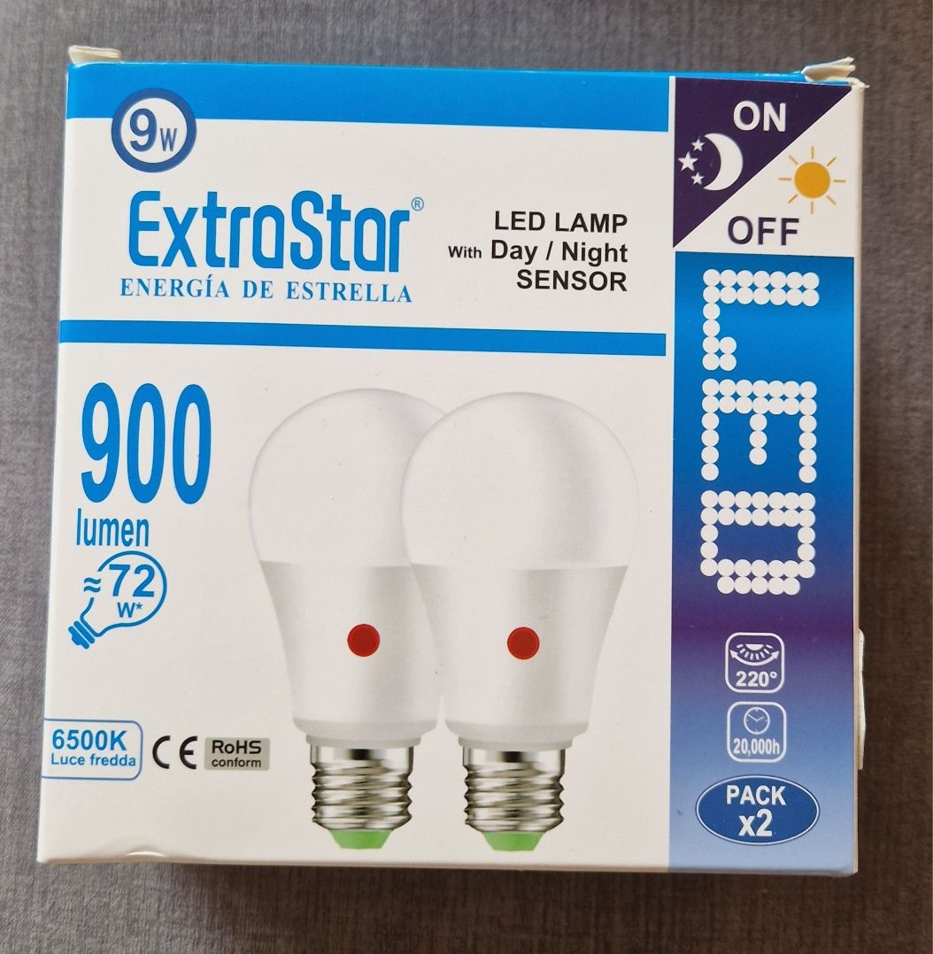 EXTRASTAR Żarówka LED E27, czujnik światła dziennego, E27, 9 W
Żarówka