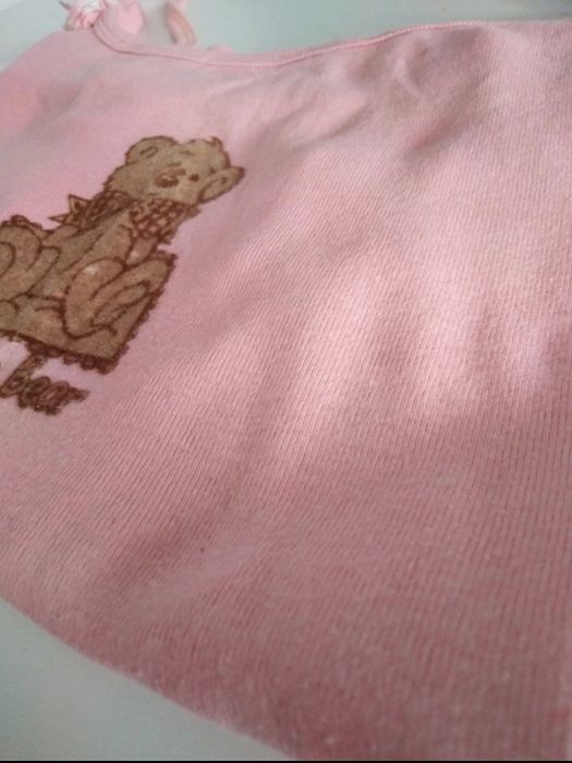 Koszulka na ramiączkach różowa z misiem, rozmiar XL - 100% bawełna