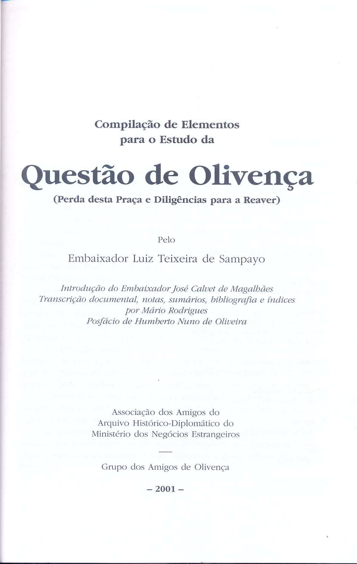 Compilação de Elementos para o Estudo da Questão de Olivença