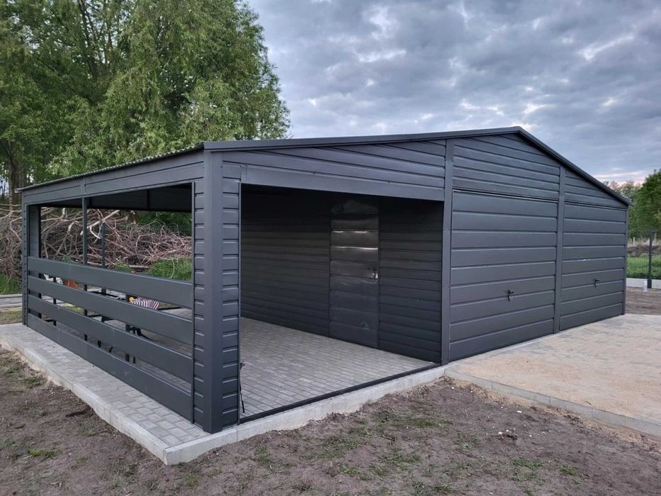 Garaż blaszany drewnopodobny 7x6 6x6 6x5,80 8x6 8x7 Wiaty Garaże