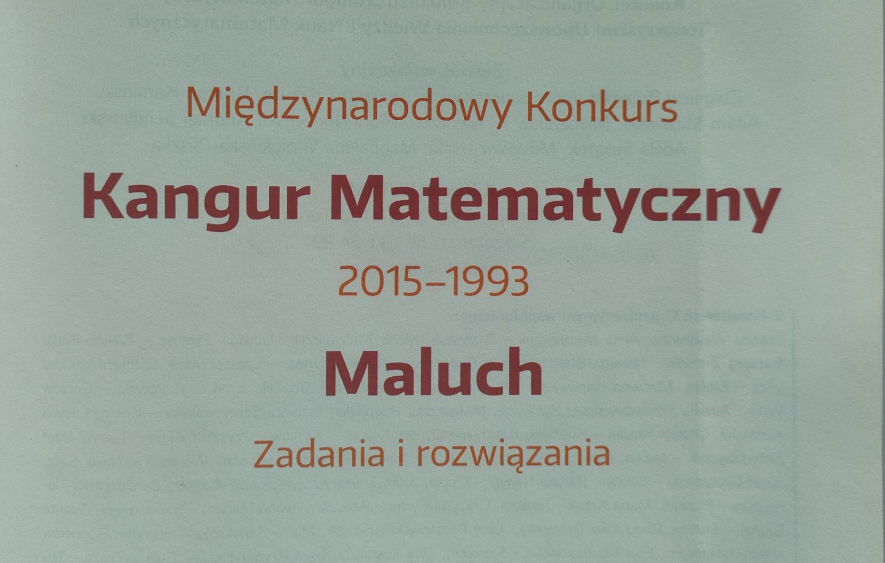 Kangur Matematyczny, 2015 - 1993, kategoria Maluch, Zadania i rozwiąza