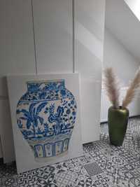 Obraz waza duży modrak niebieski wzór m&c 74x100 cm