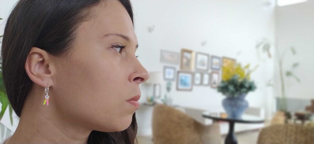 Brinco Argola Beads Murano Rosa Laranja Verde Néon handmade Prata 925