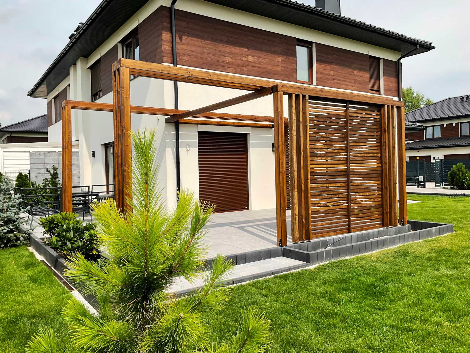 Nowoczesna pergola, taras, zabudowa drewniana, altana, zadaszenie,