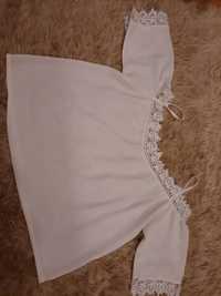 Biała bluzka mgiełka zwiewna z koronką damska L/XL