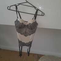 Czarny gorset koszulka Victoria's Secret 34B XS