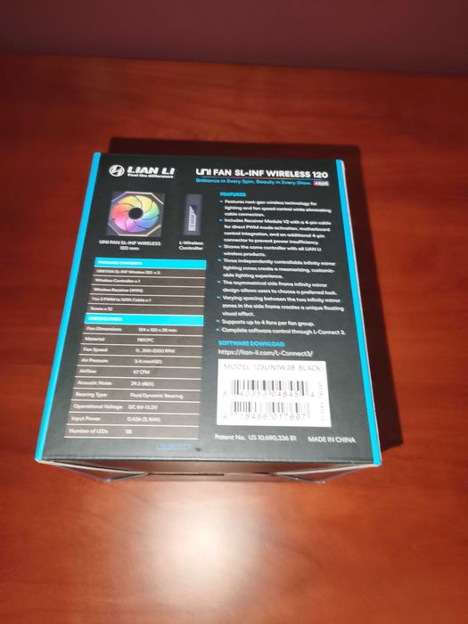 Lian Li UNI FAN SL120 Infinity Wireless RGB PWM Preto 120mm (Pack 3)