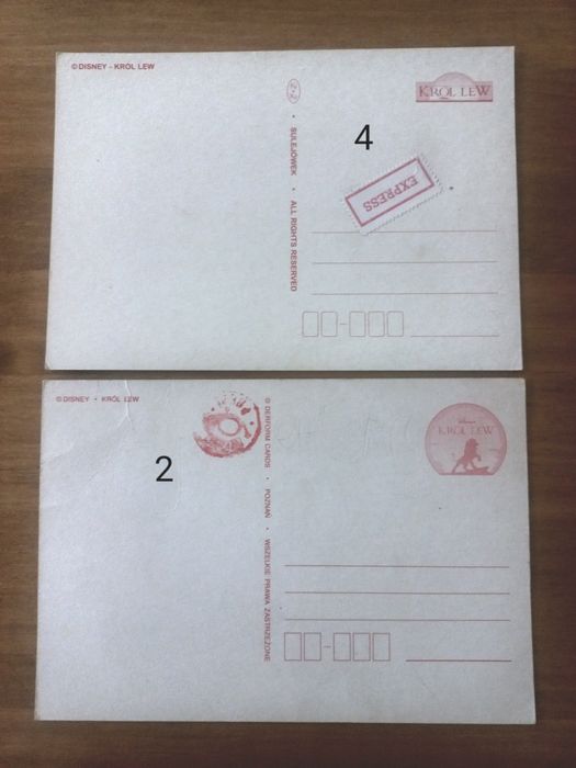 Pocztówki kolekcjonerskie Król Lew Disney