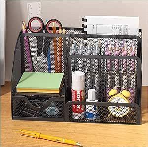 Organizer na Biurko Przybornik Metalowy Czarny