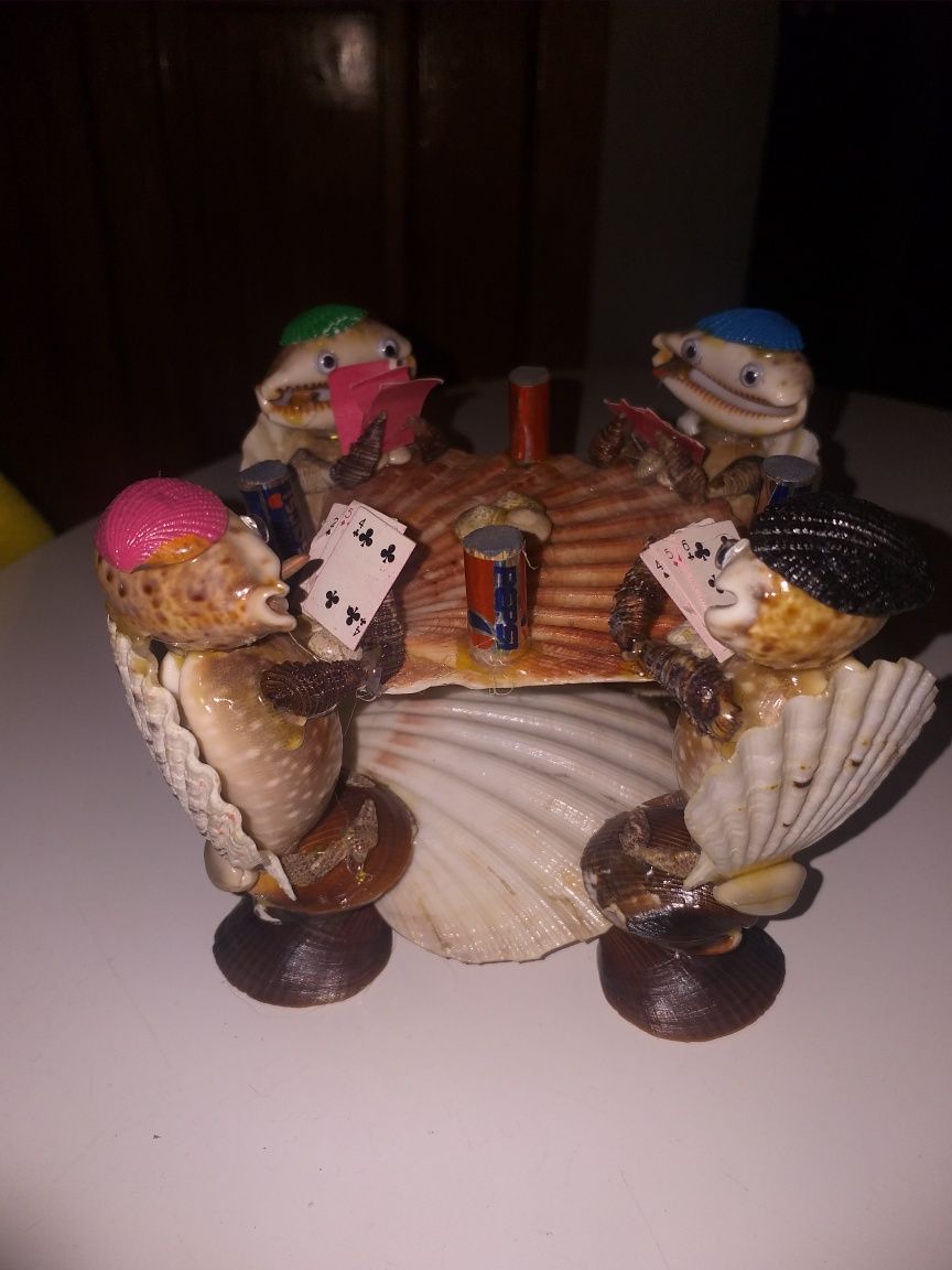Cztery figury karciane grające w karty,ręczna robota