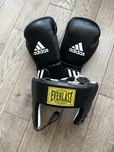 Rekawice bokserskie Adidas Speed 50 + ochraniacz glowy Everlast