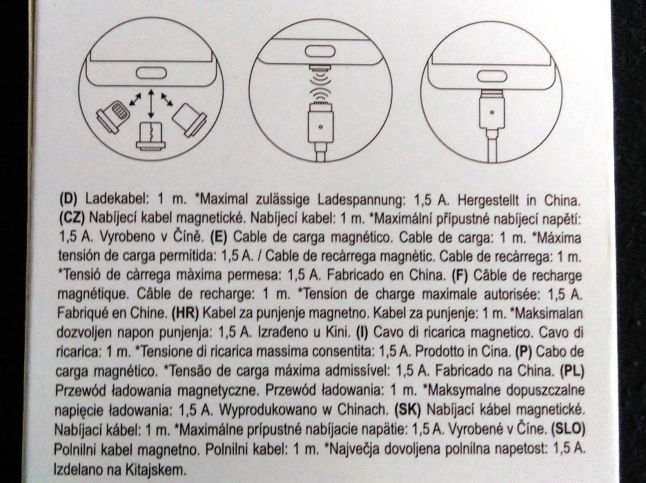 MAGNETYCZNY Kabel do KAŻDEGO telefonu 3w1 Micro-USB, Typ C i 8 PIN