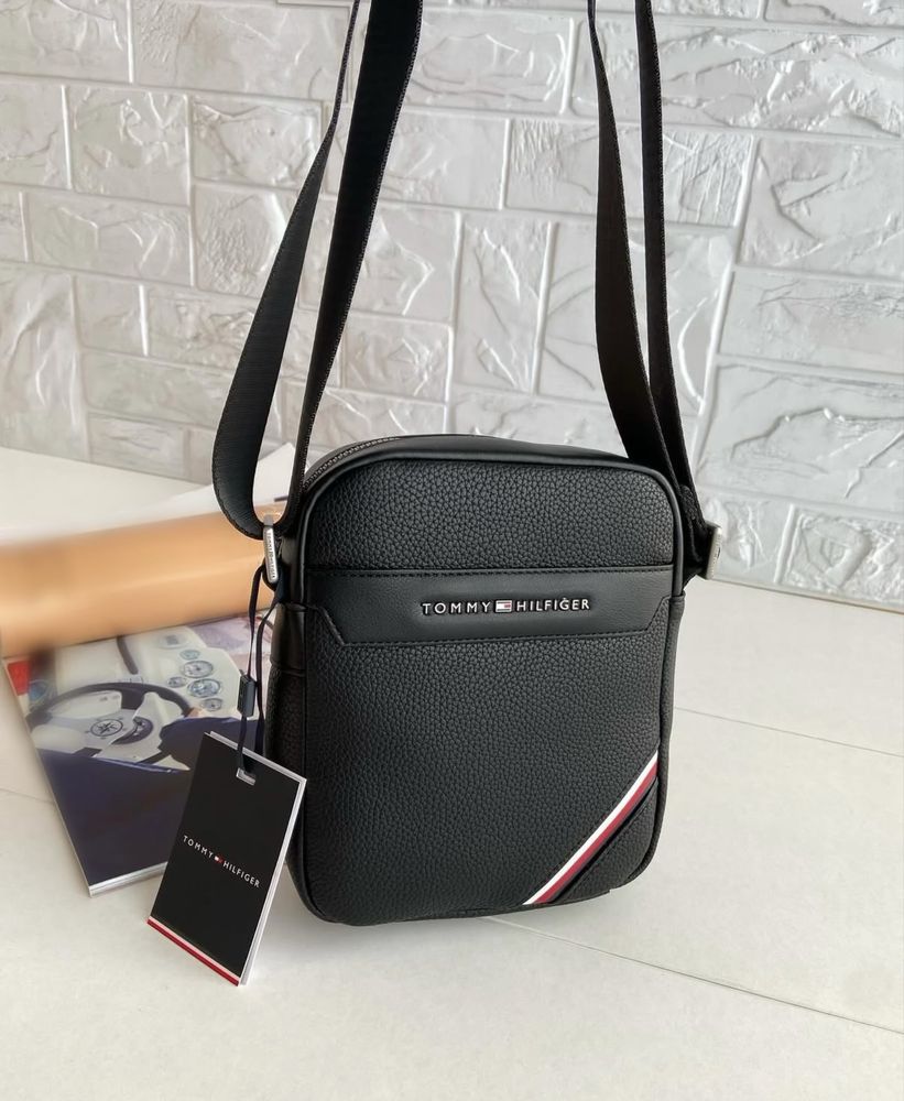 Чоловіча сумка Tommy Hilfiger чорна шкіра оригінал, нова