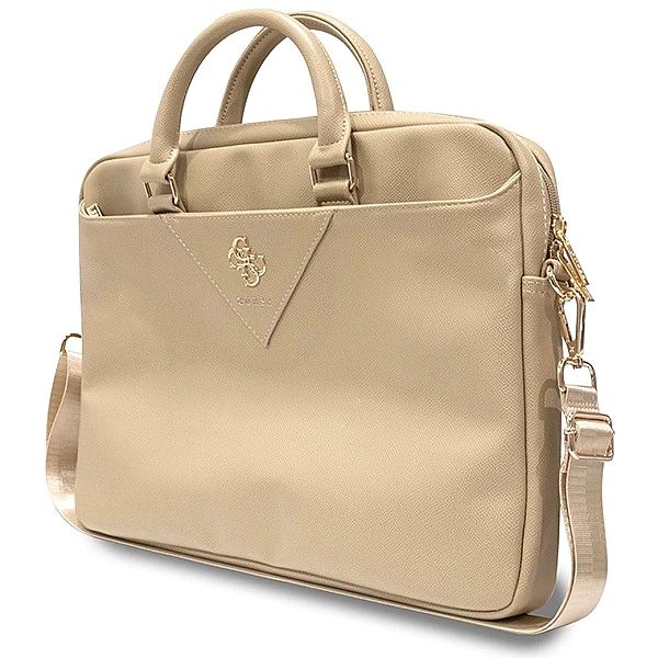 Torba Guess Triangle 4G na laptopa 16" - złota