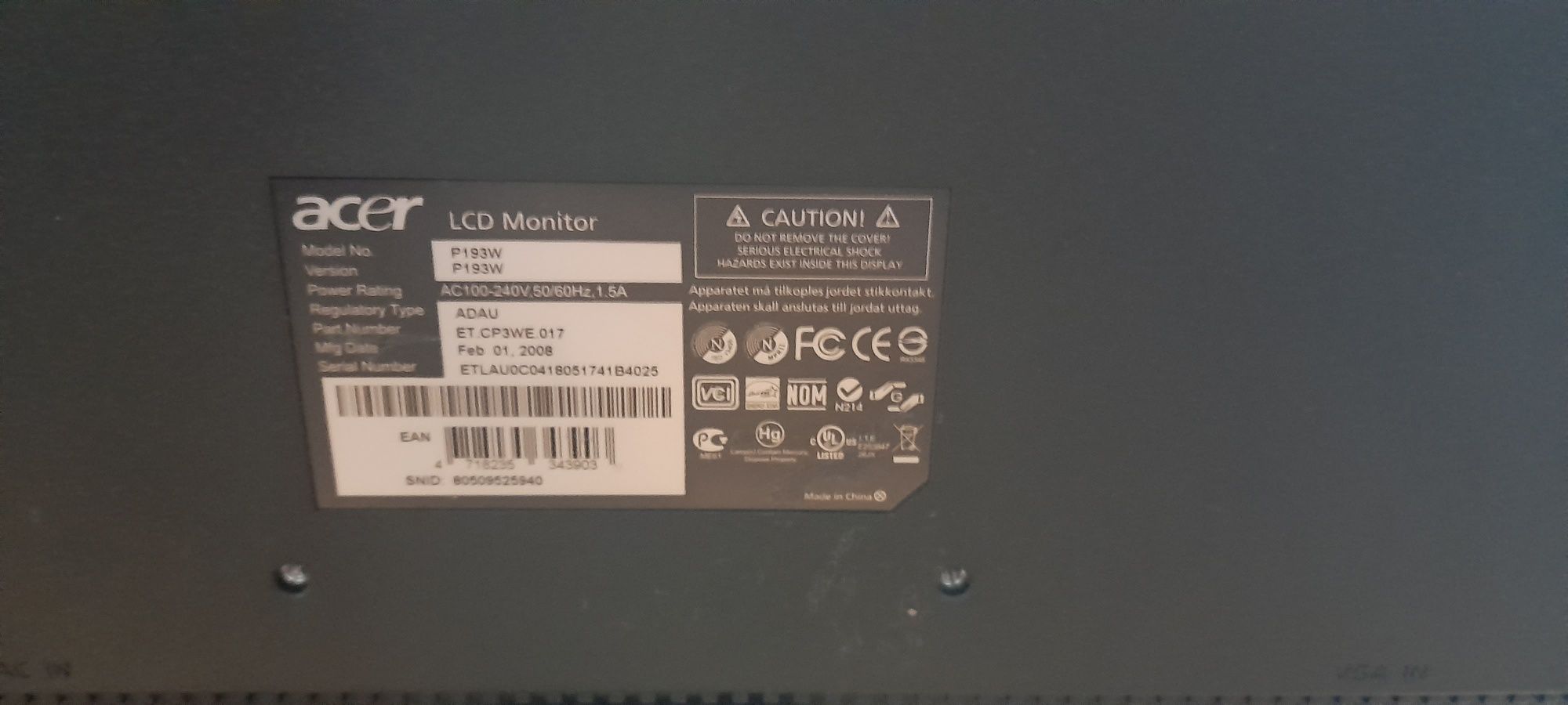 Monitor computador Acer