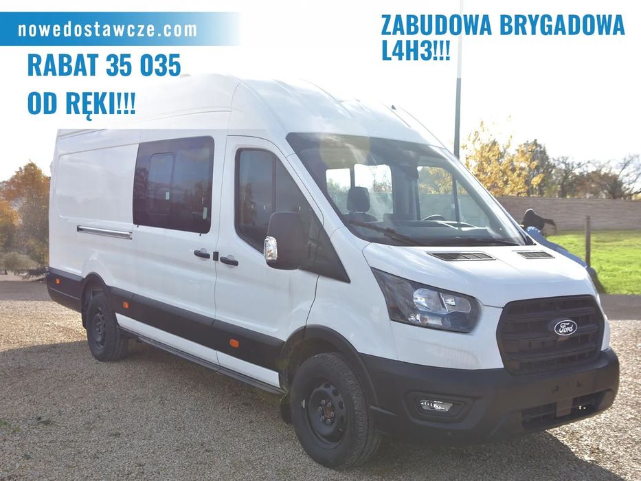 Ford Transit Brygadowy L4 165KM  Transit | Zabudowa brygadowa | Furgon L4 | Brygadówka 6 osób
