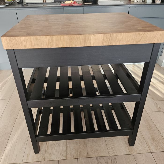 Wyspa kuchenna czarny/dąb 79 x 62,5 x 90