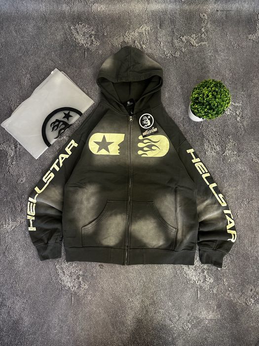 Зіп худі hellstar zip hoodie хеллстар чорне дріп drip