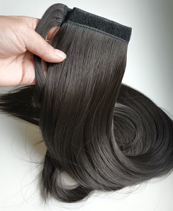 Хвіст темний коричневий Dark brown/ накладний/ шиньйон/ штучне волосся