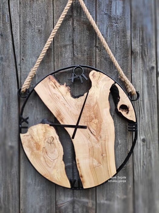 Zegar na ścianę, obręcz metalowa, duży ,średnica 67 cm.Zegar loftowy
