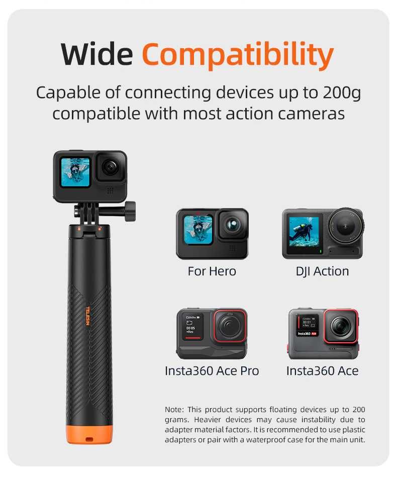 Kijek do nurkowania selfie statyw TELESIN do Gopro Insta360 DJI OSMO