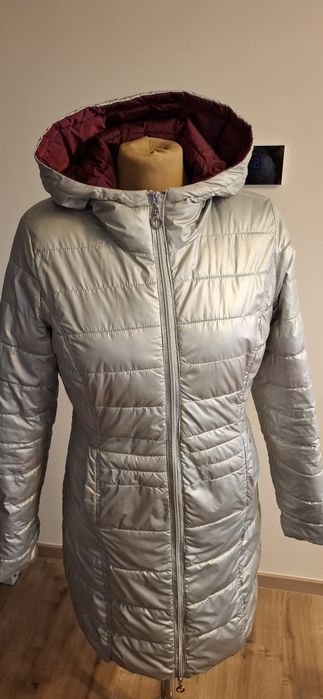 Dwustronna kurtka mohito bordowo-srebrna.