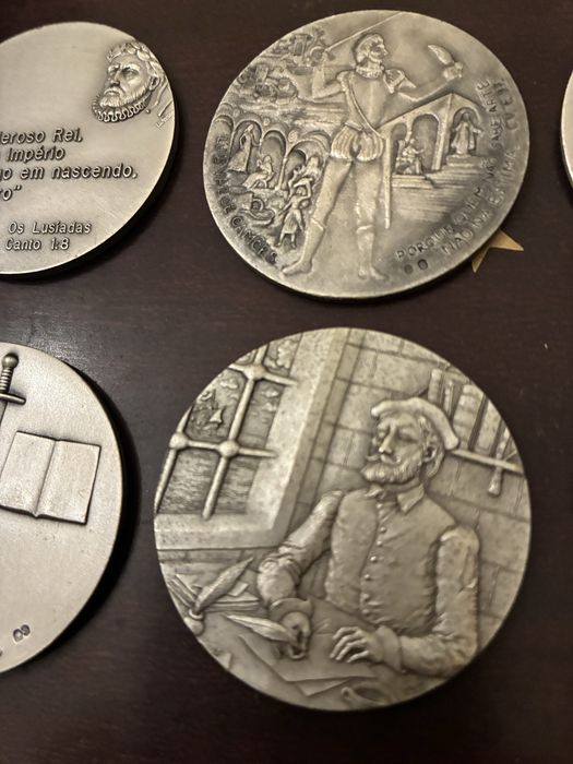 Colecao moedas comemorativas sobre Camoes em prata 925 Camoes