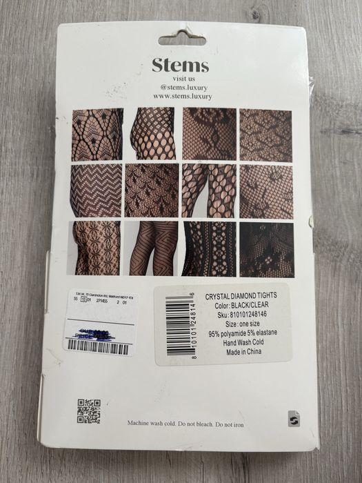 Rajstopy Stems / Czarne ozdobne rajstopy Stems rozmiar uniwersalny