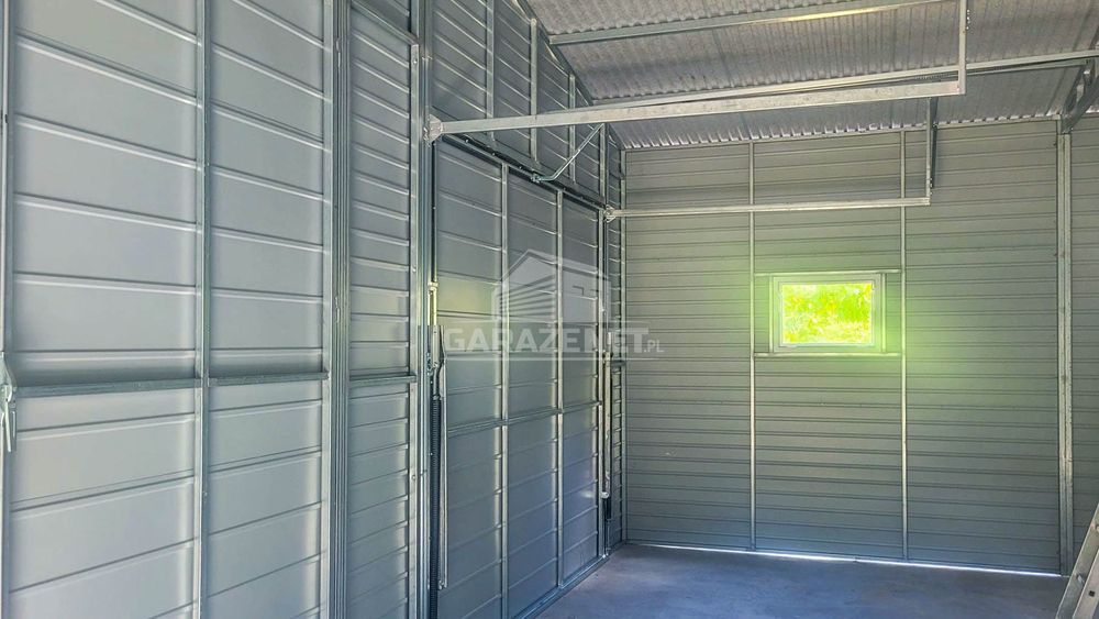 GARAŻ BLASZANY 7X6M Brama Uchylna Dwuskrzydłowa Dach Dwuspadowy Gb455