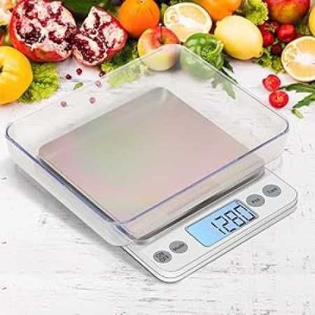 Waga kuchenna cyfrowa LCD tara 0,1g-5kg 9 trybów srebrny USB