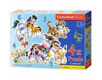 Puzzle 4w1 4,5,6,7-elementów Animals with Babies