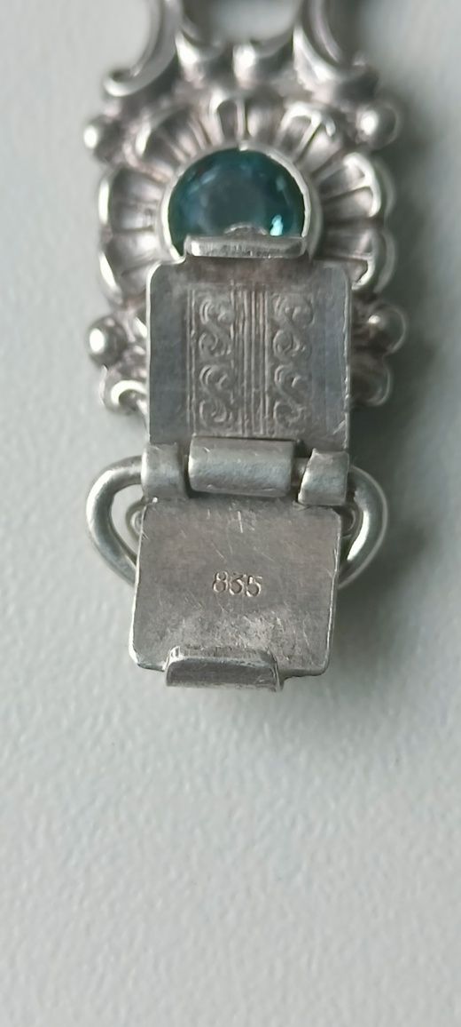 Art Deco Srebrna bransoletka z błękitnymi kamieniami