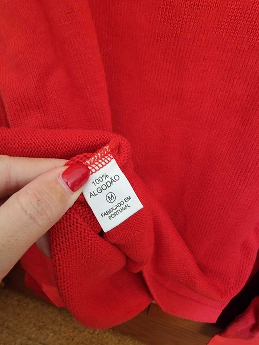 Camisola vermelha com efeito estilo cetim 100% algodão, tamanho M