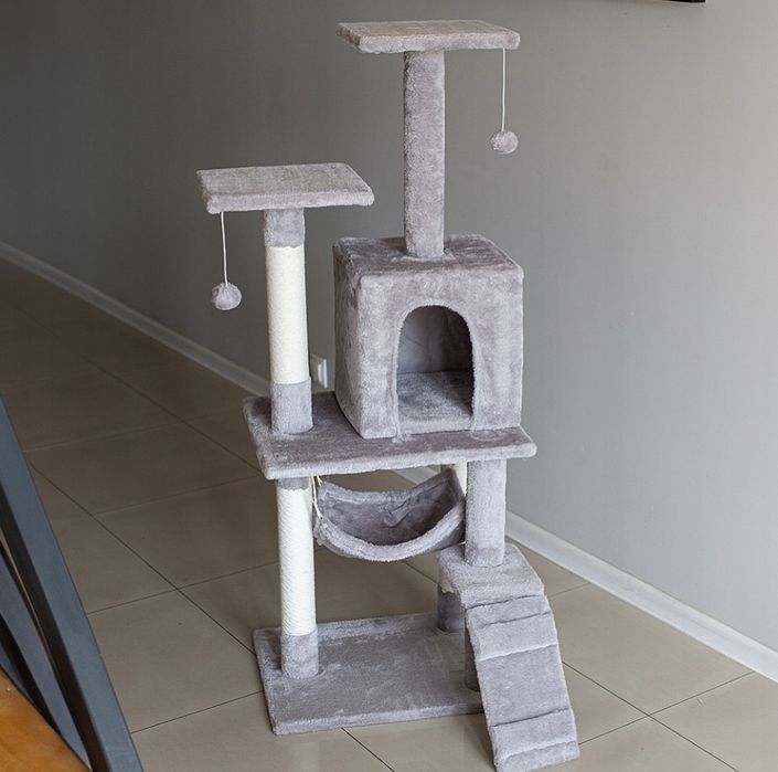 Drapak dla kota szary z hamakiem NOWY wielopoziomowy