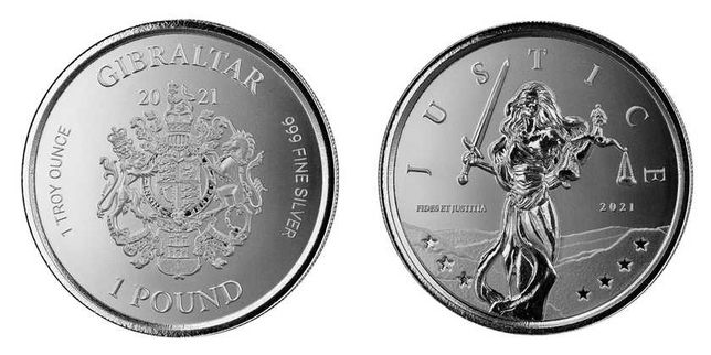Moneta 1 Pound 2021 Gibraltar srebro