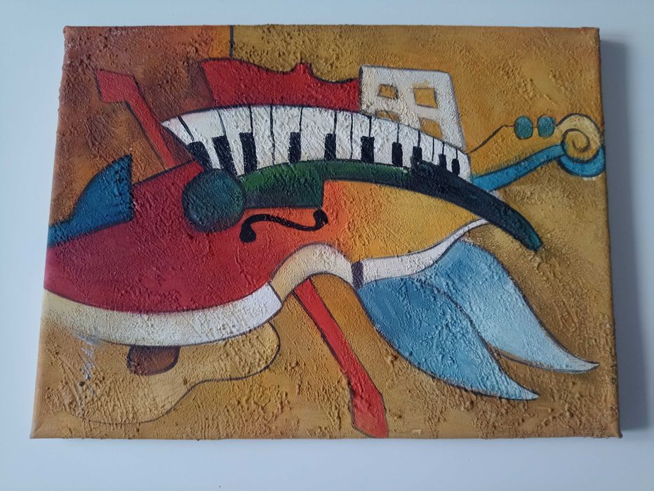 Obraz ręcznie malowany - abstrakcja muzyczna 30x40