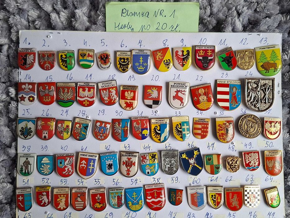 Przypinki Pin herby urzędów Polskich Województw Powiatów Gmin i Miast