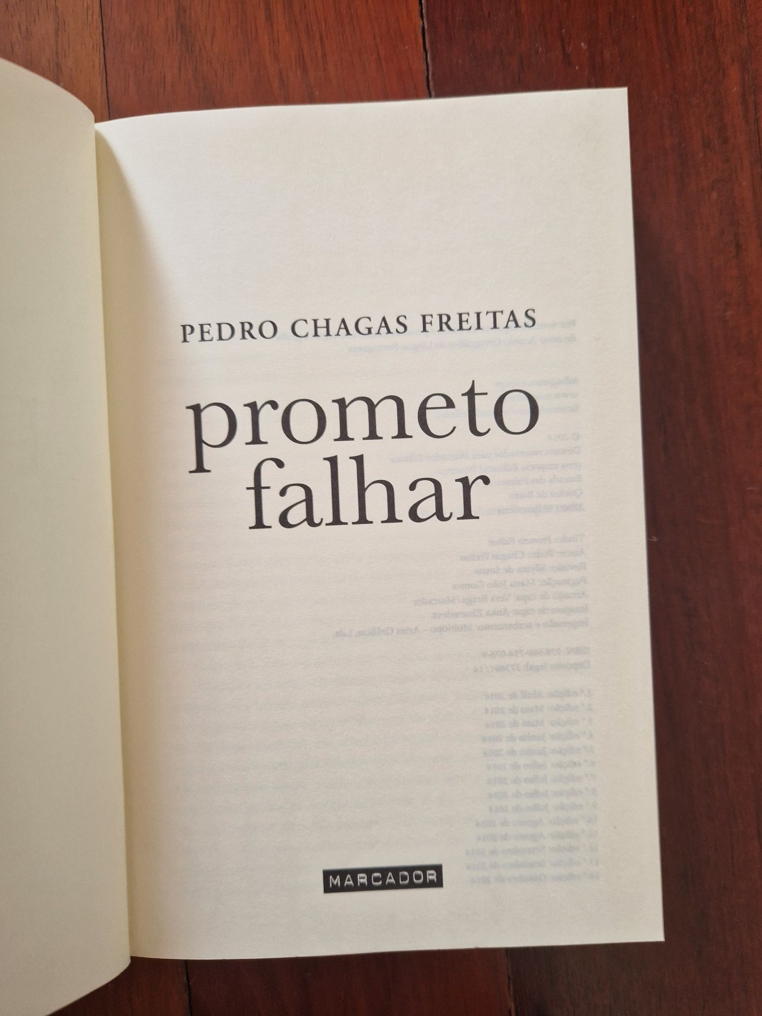 Romance "Prometo falhar", de Pedro Chagas Freitas