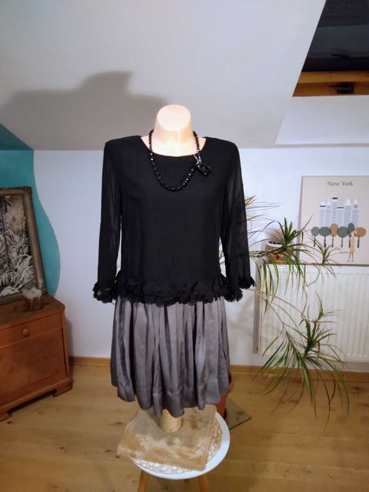 bluzka czarna szyfon długi rękaw