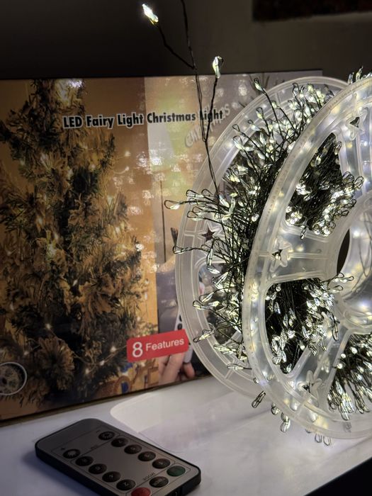 Гирлянда мішура 50 м(зелений і срібний дріт) , Польща , роса