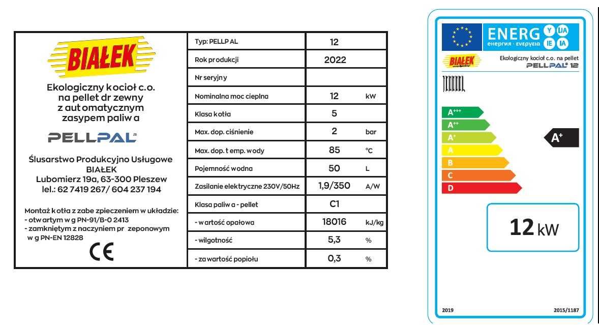 KOCIOŁ Piec z podajnikiem na pellet 12KW PELLPAL DOTACJA 100-150m2
