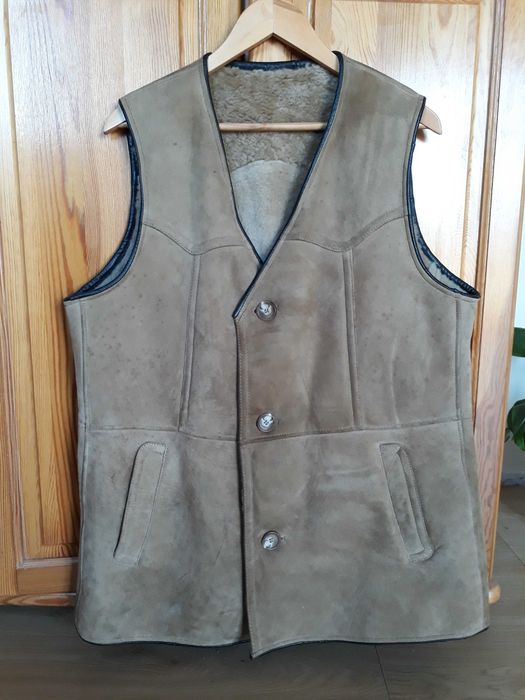 Kamizelka skórzana skóra ocieplana męska