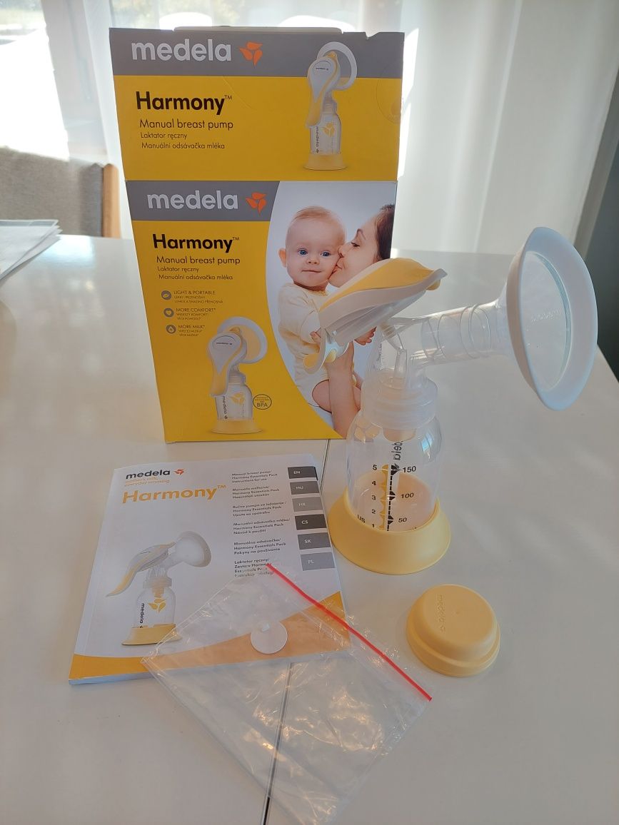 Laktator ręczny Medela Harmony Flex + 3 butelki na mleko + GRATIS