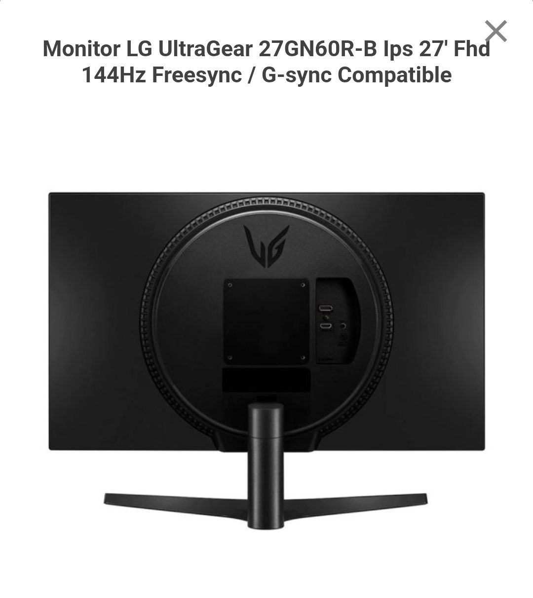Monitor LG UltraGear 27GN6OR-B Ips 27' Fhd 144Hz Freesync / G-sync Com